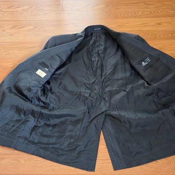 Men's Vintage Ralph Lauren Charcoal Gray Pinstripe Wool Blazer Sport Coat 43L - Picture 8 of 15